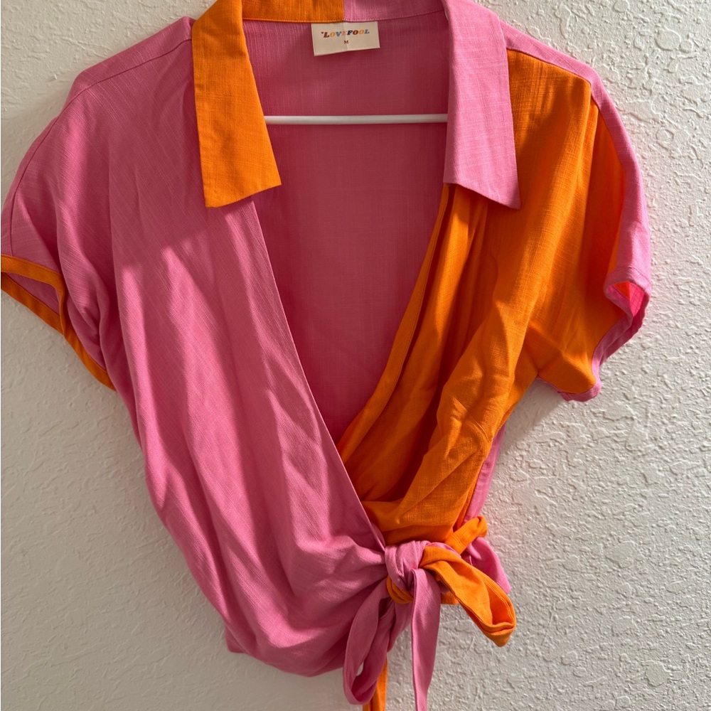 Lovefool - Pink and Orange Wrap Top